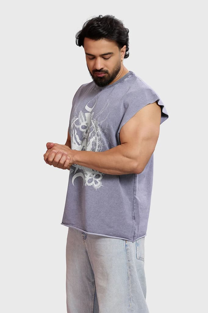 Restricted Washed Capsleeve Tank Light Grey — photo 2
