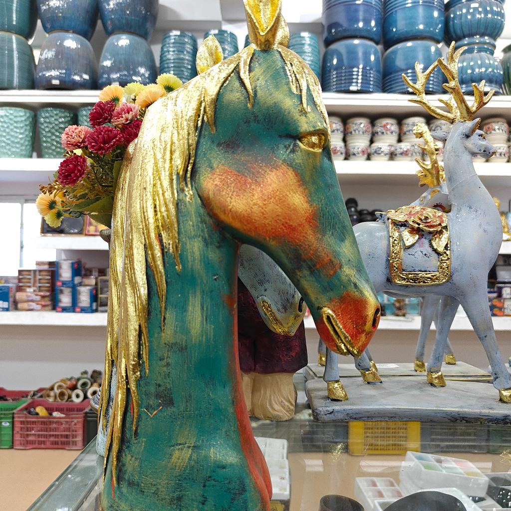Gold Horse Head Statue | Decorative | Gold | Brown