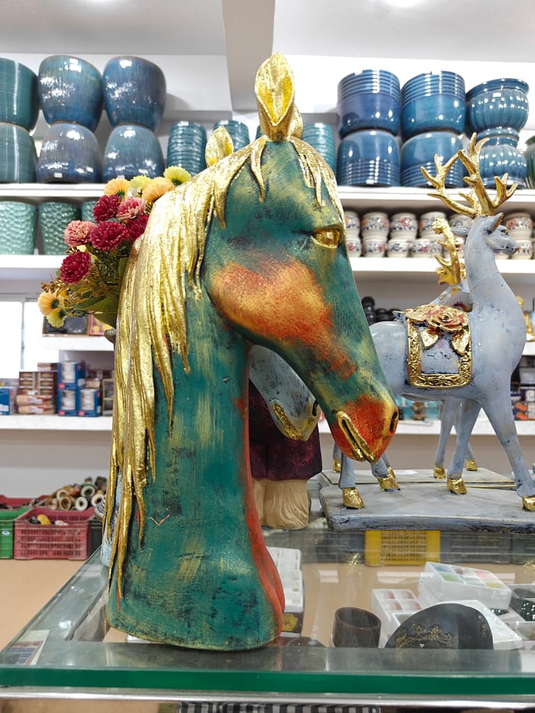 Gold Horse Head Statue | Decorative | Gold | Brown