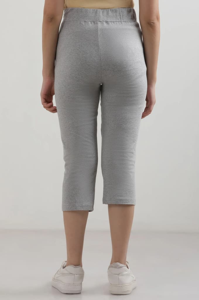 Grey Solid Straight Fit Cotton Culottes With Slip On Closure — photo 4