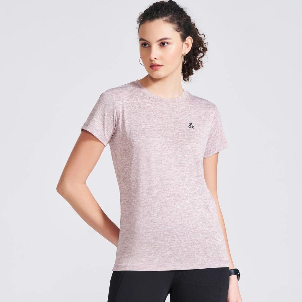 Women's Mauve Self Design Round Neck T-Shirt