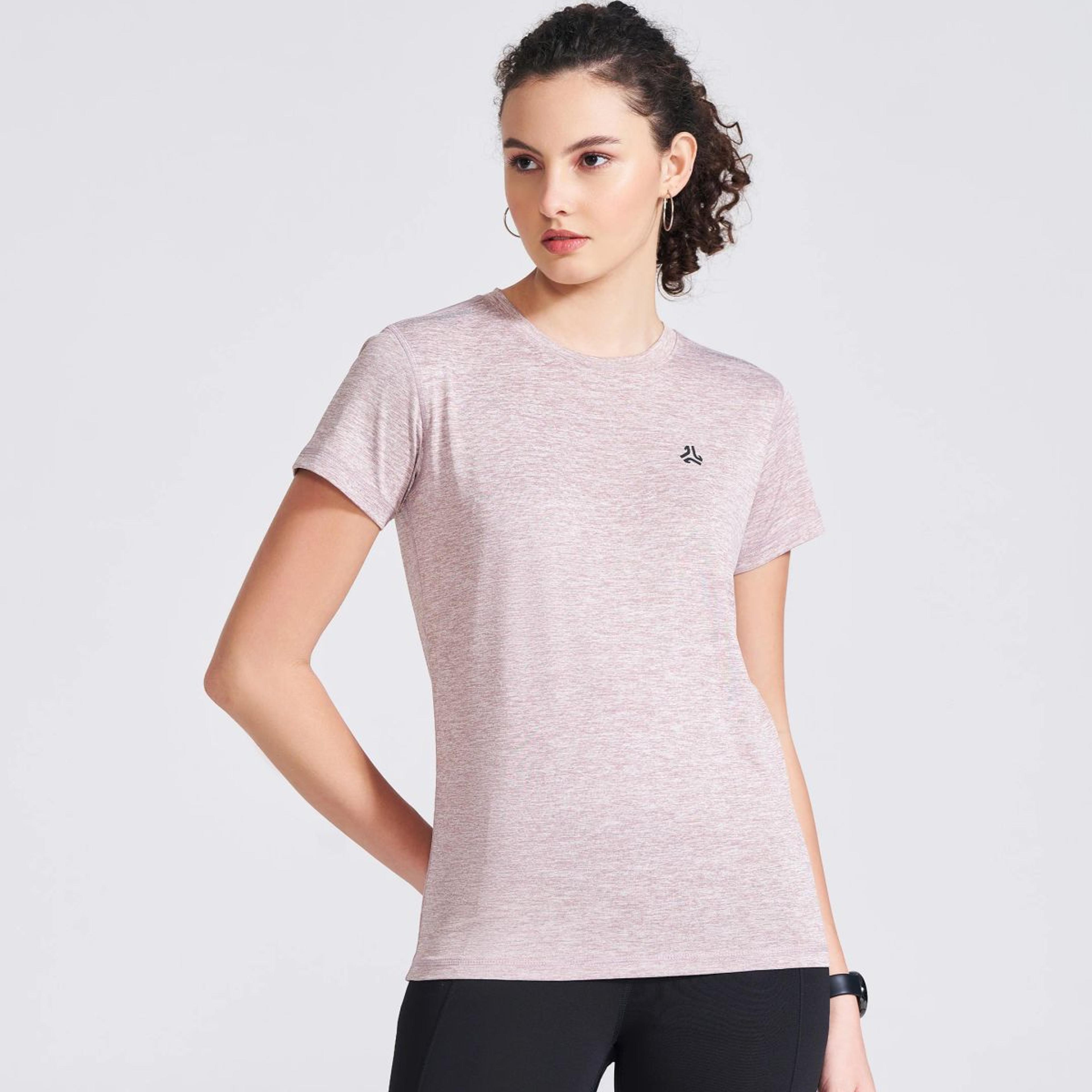 Women's Mauve Self Design Round Neck T-Shirt