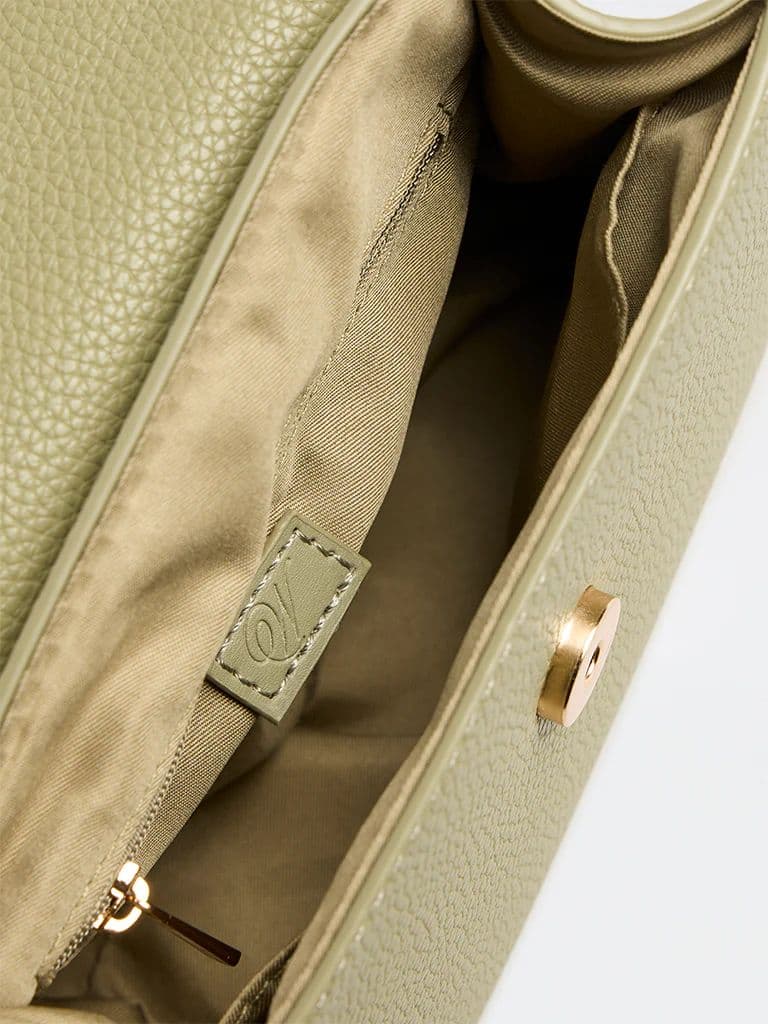 Westside Olive Textured Satchel Bag with a Scarf — photo 4