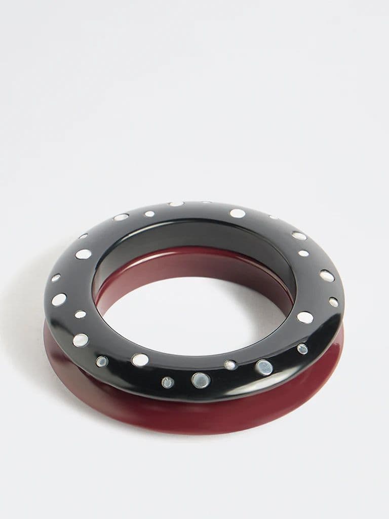 Westside Accessories Black and Burgundy Studded Bangles – Pack of 2 — photo 2