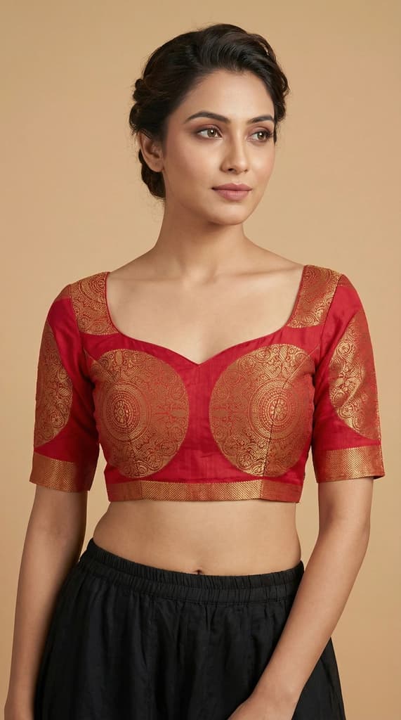 MIMOSA Women's Woven Design Kanjivaram Style Art Silk Saree with Blouse Piece - Rani ( SA00003148RNFREE ) — photo 5