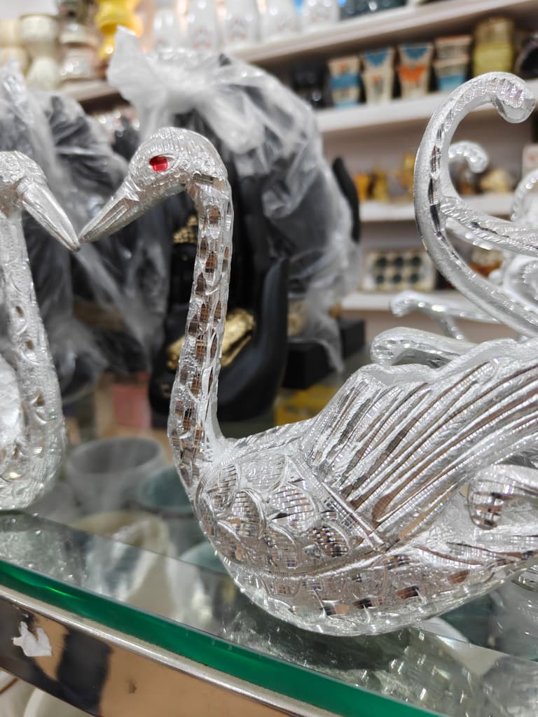 Glass Bird Sculpture | Art Deco | Clear | Silver