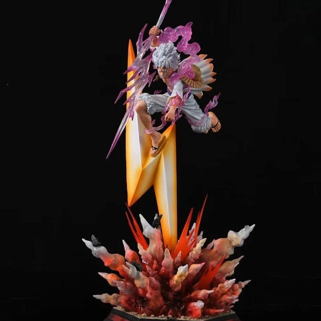 Nika Luffy LED Light-Up Statue (46cm) — Lightning Effect Action Figure Collectible — White Lightning