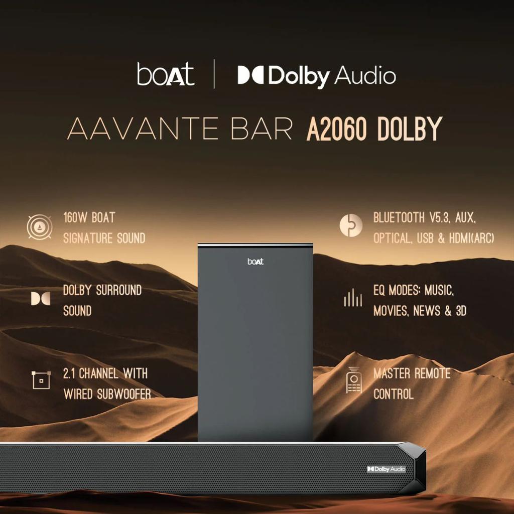 boAt Aavante Bar A2060 Dolby | 160W Dolby Soundbar, 2.1 Channel with Wired Subwoofer, Master Remote Control, Multi Connectivity — photo 8