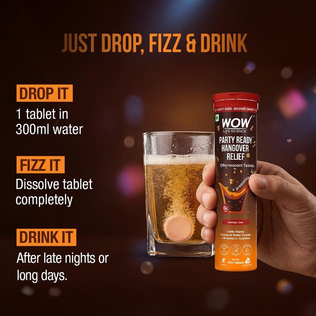 Party Ready Hangover Relief Effervescent Tablets Fast Recovery