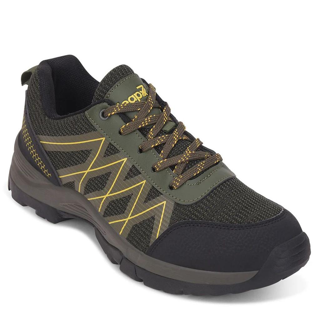 Leap7x Olive Green Sports Lace-Up Trekking Shoes For Men MOUNTAIN2E By Liberty