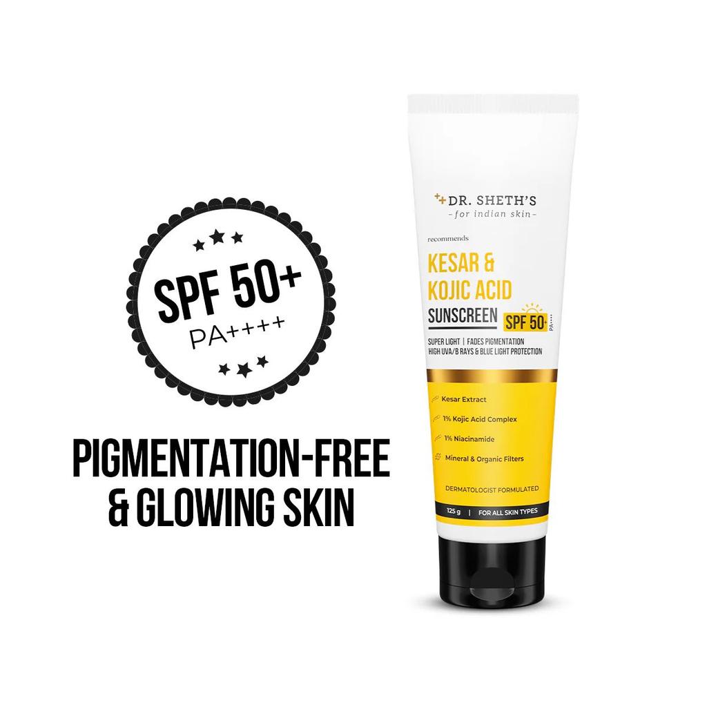 Kesar & Kojic Acid Sunscreen - 125g In-Vivo Tested SPF 50+ PA ++++