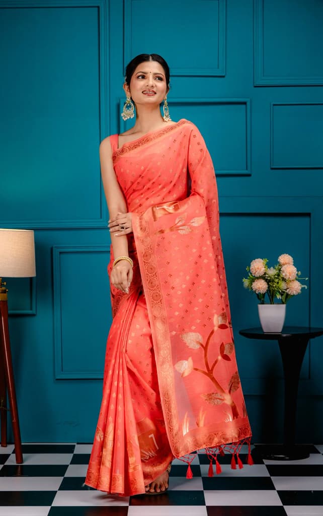 Mimosa Women's Woven Design Banarasi Style Art Silk Saree With Blouse Piece : SA00001828GJFREE — Gajjari