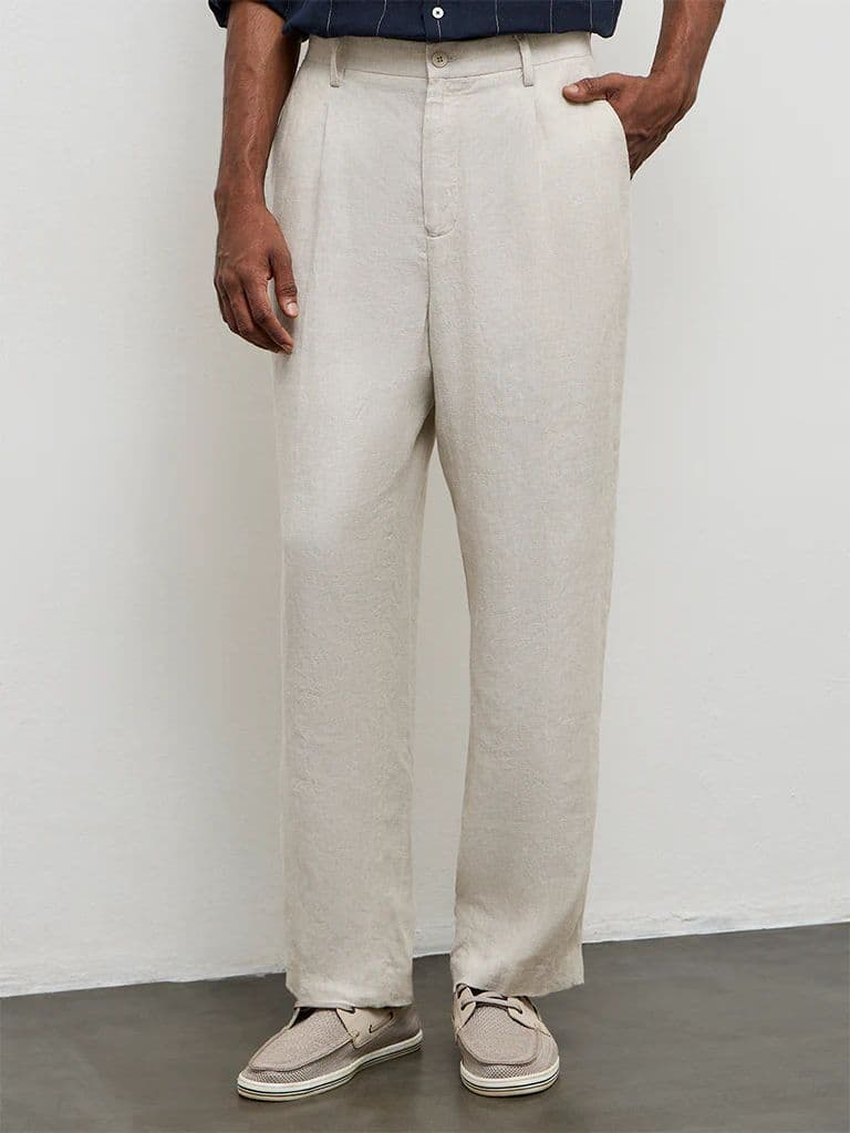 Ascot Beige Mid-Rise Relaxed-Fit Trousers — photo 2