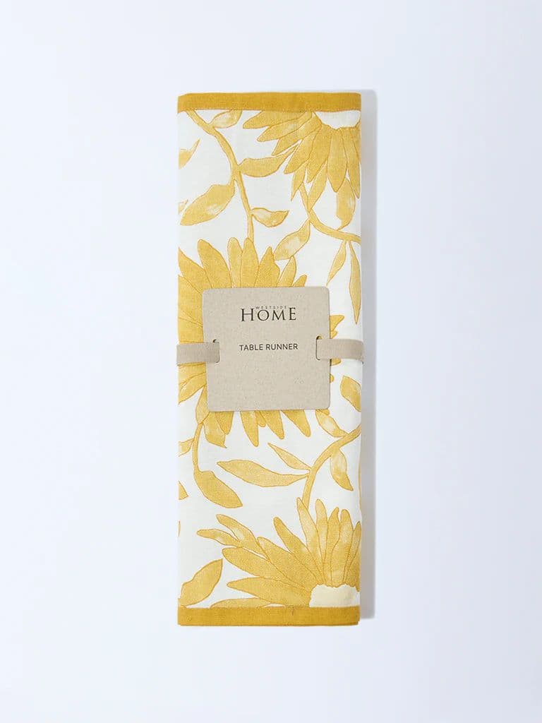 Westside Home Yellow Sunflower Design Table Runner