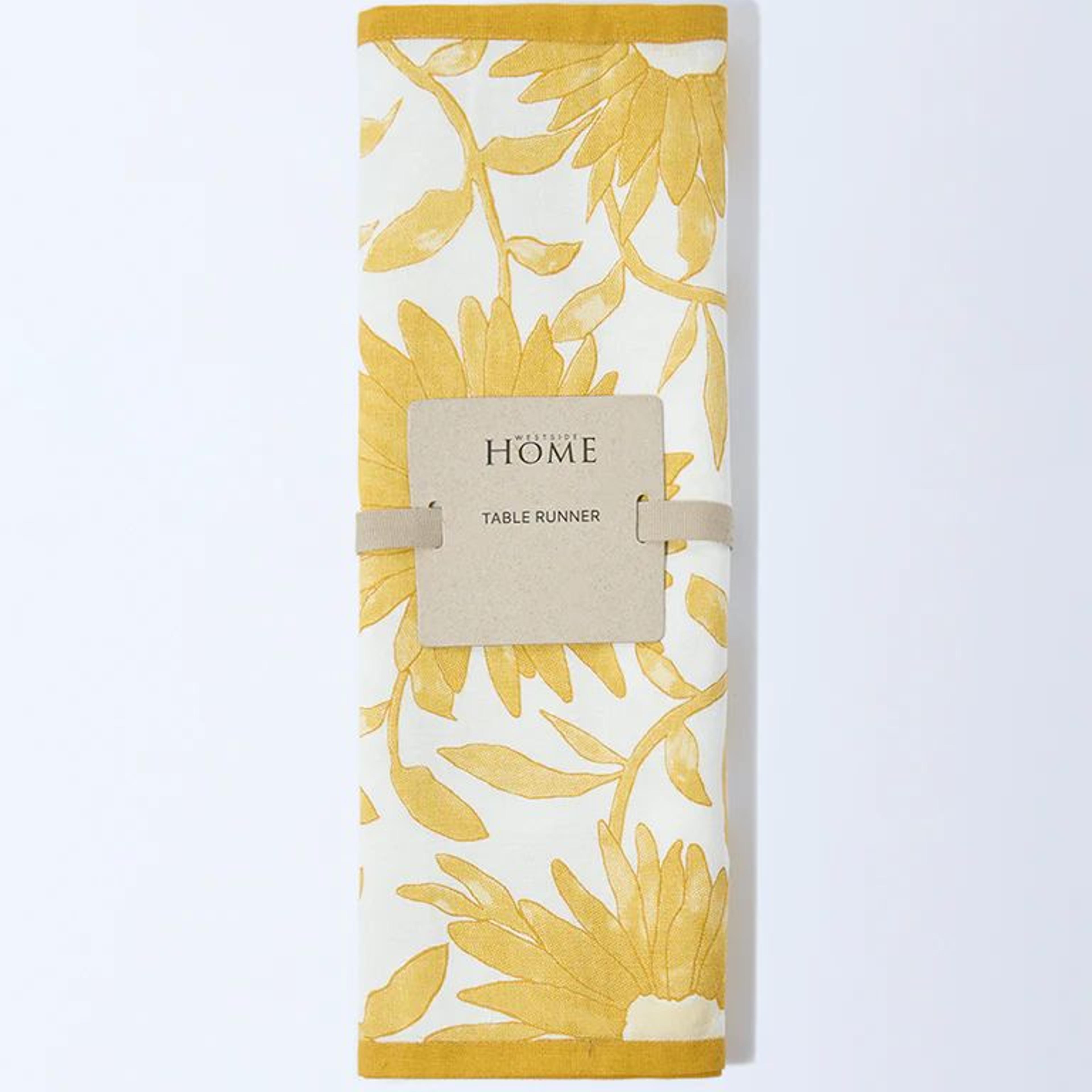 Westside Home Yellow Sunflower Design Table Runner