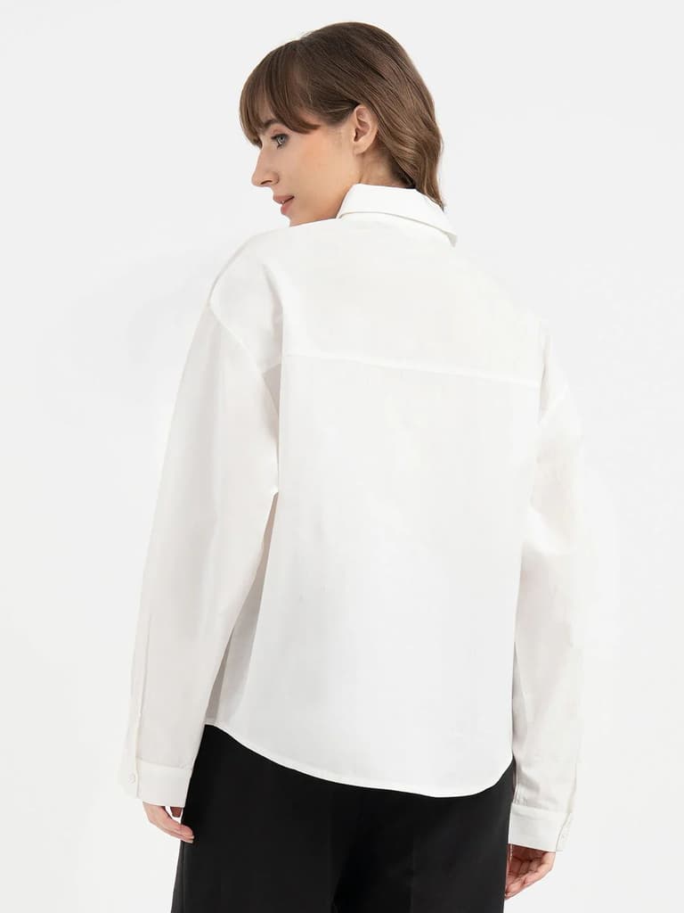 Shirts for Women in White | Applique Full Sleeve Shirt — photo 3