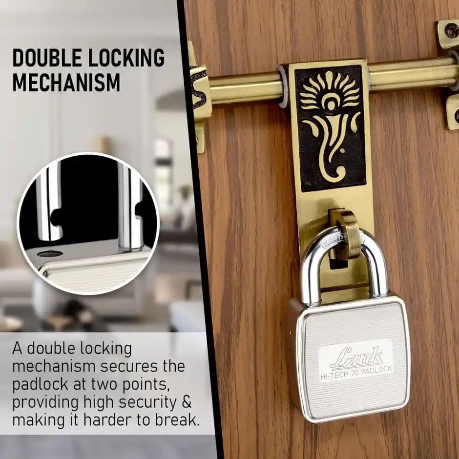 Link Stainless Steel Hi-Tech HT-70mm Lock with Hardened Shackle & 3 Keys — photo 2