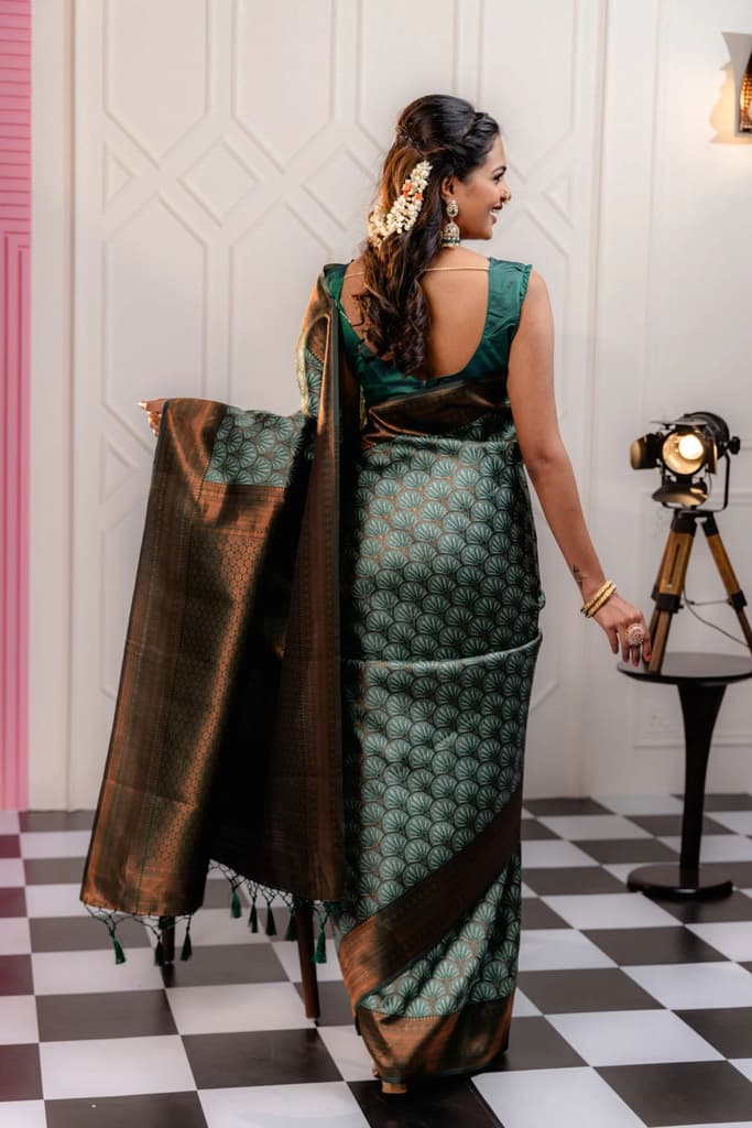 Mimosa Women's Woven Design Kanjivaram Style Art Silk Saree With Blouse Piece : SA00001790PSFREE — photo 4