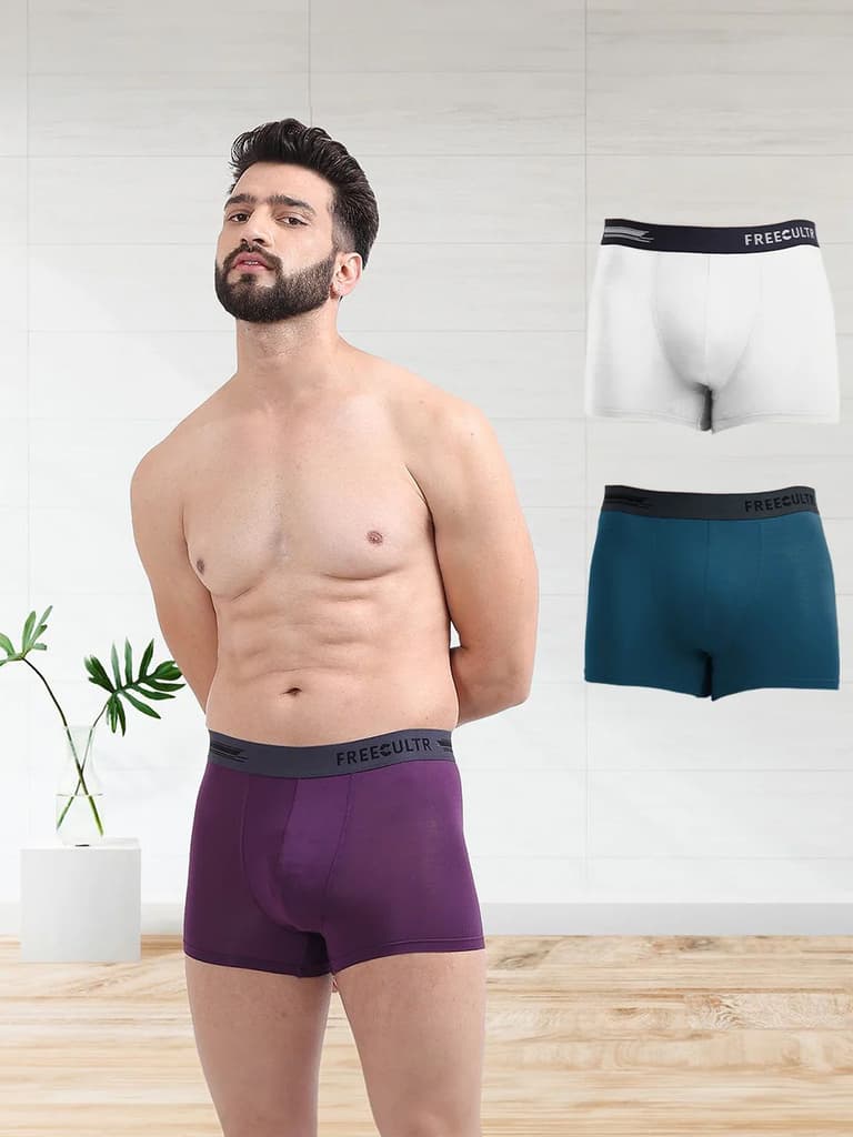 Men's Anti-Bacterial Micro Modal Trunk in Contrast Waistband (Pack of 3) — photo 13