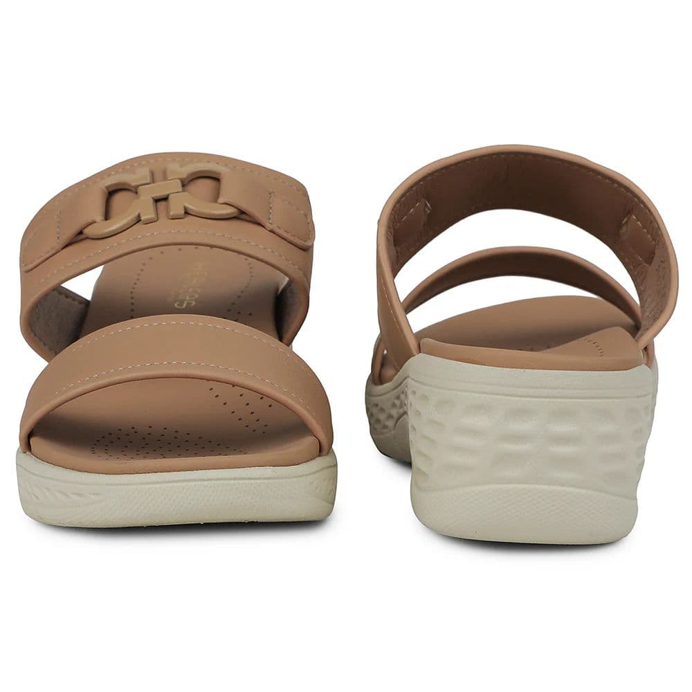 Healers Beige Wedge Heel Sandal For Women ZQ-FD-50 By Liberty — photo 6