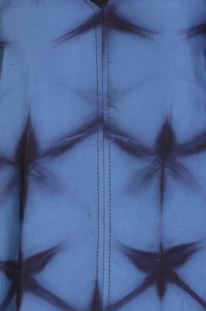 Blue Shibori Printed Satin Straight Top with Pants Co-ord Set — photo 3