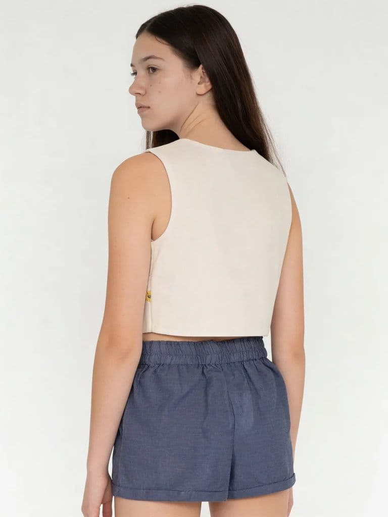 Utsa Kids Girls White Embroidered Cotton-Blend Waistcoat - (8-14 yrs) — photo 2