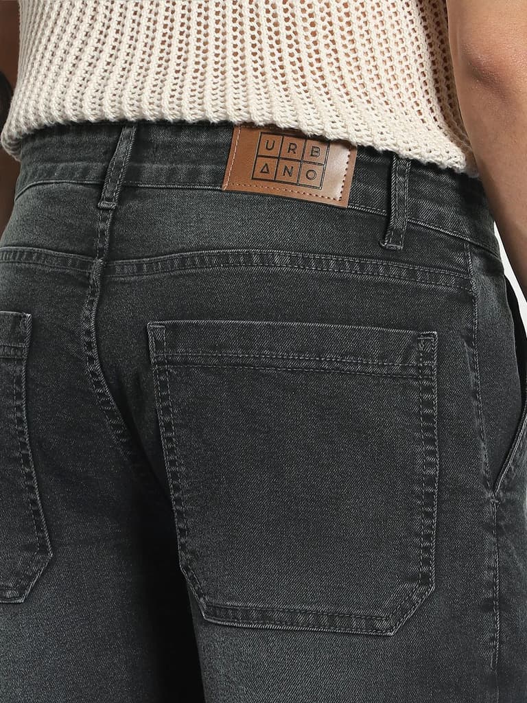 Men's Grey Regular Fit Washed Cargo Jeans With 6 Pockets Stretchable — photo 8