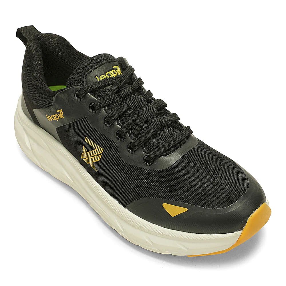 Leap7X FORCESTEPE Black Sports Lacing Running Shoes for Men by Liberty