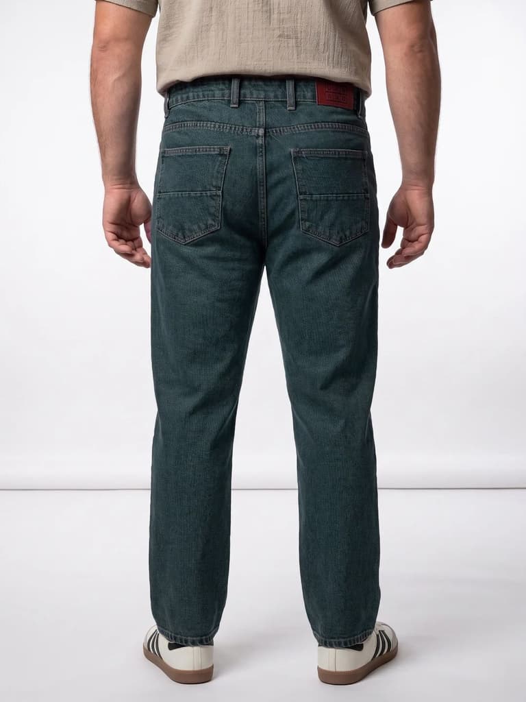 Plus Men's Blue Relaxed Fit Washed Denim Jeans Non-Stretchable — photo 3