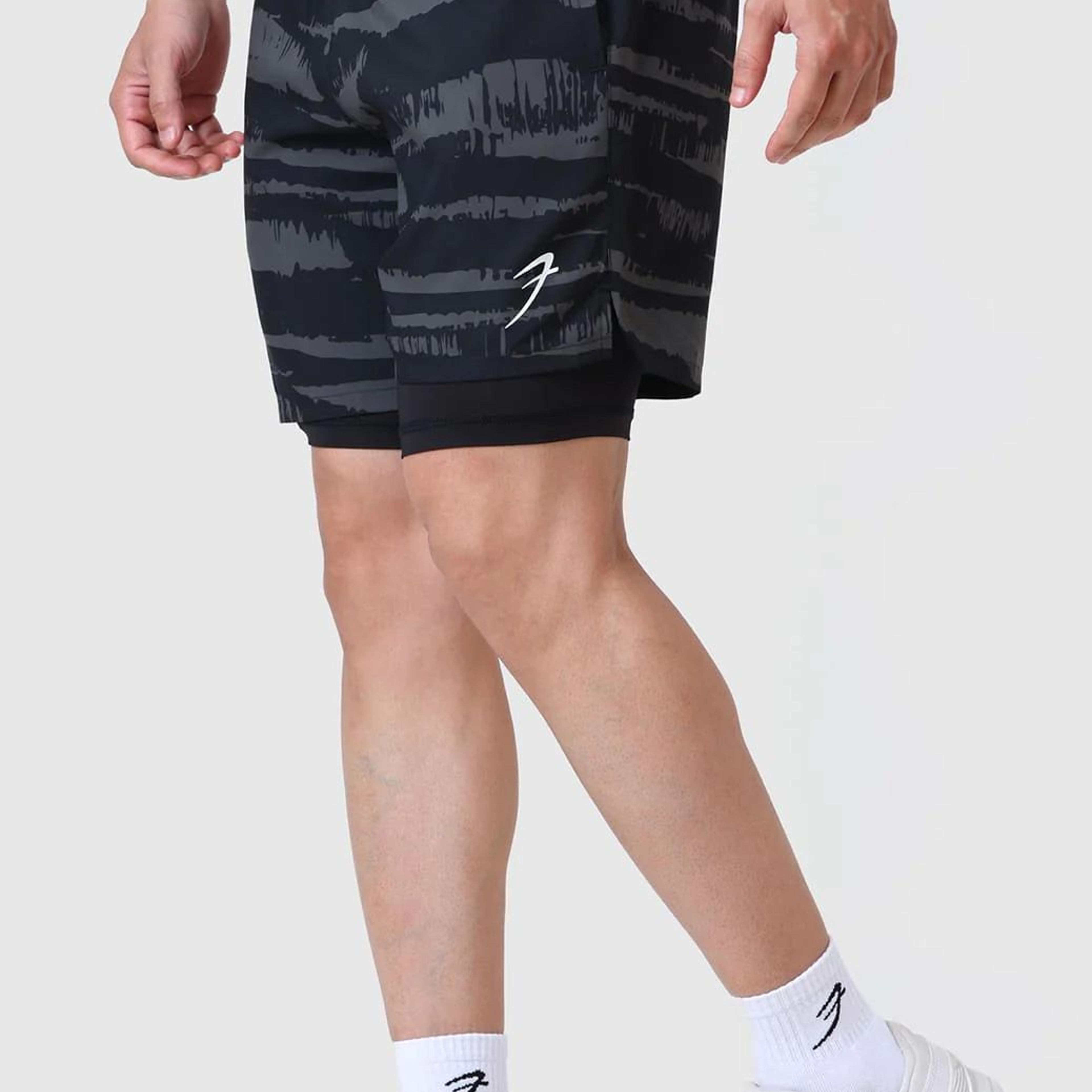 2 in 1 Printed Compression Shorts Olive