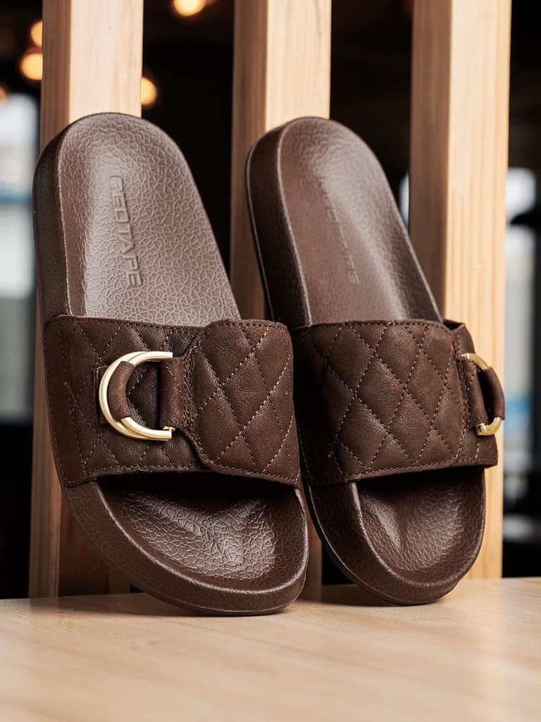 Womens Sliders in Brown | Casual Pool Sliders — photo 6