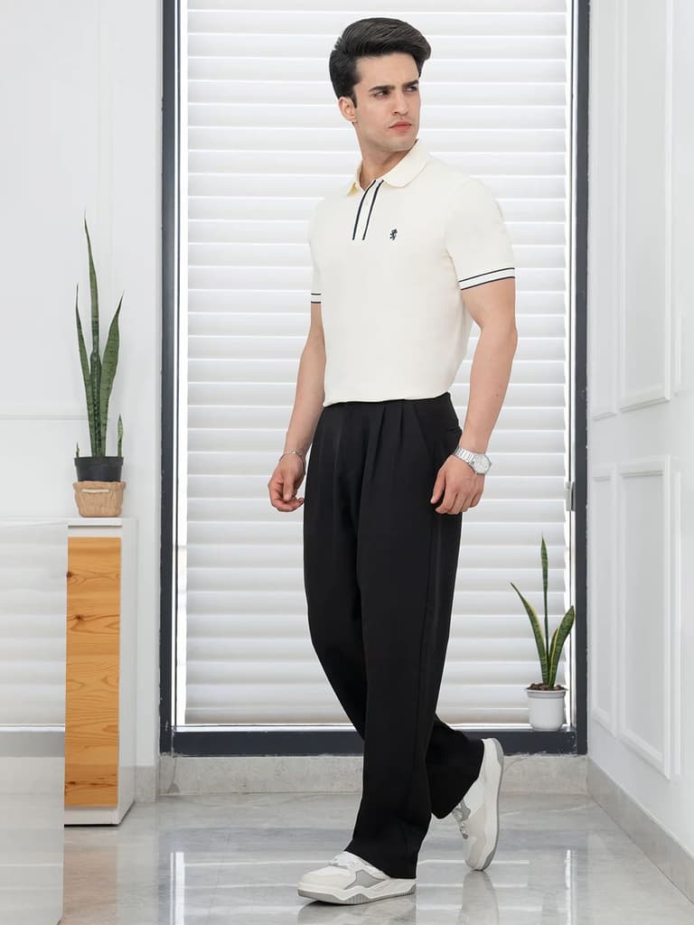 T Shirts for Men in Pastel Yellow | Polyester Polo T Shirt — photo 4