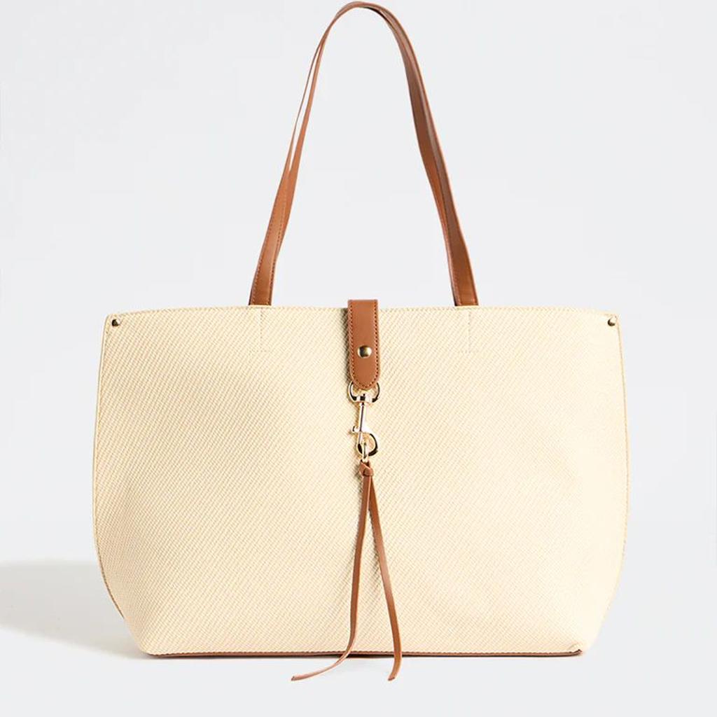 Westside Cream Textured Canvas Tote Bag