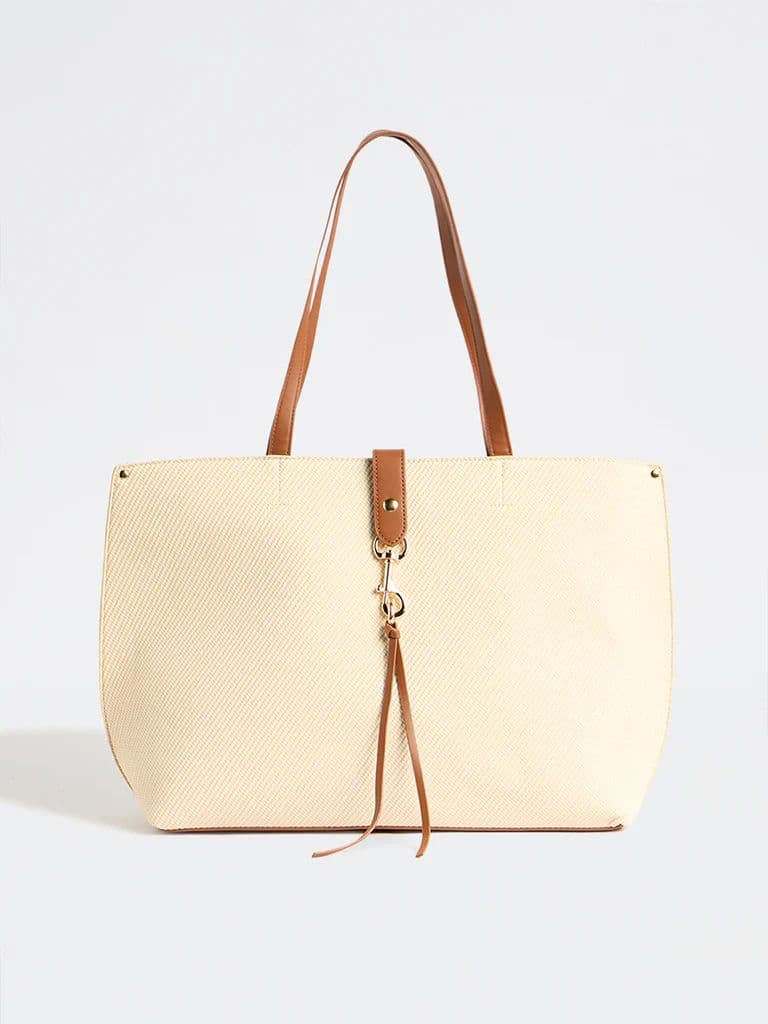 Westside Cream Textured Canvas Tote Bag