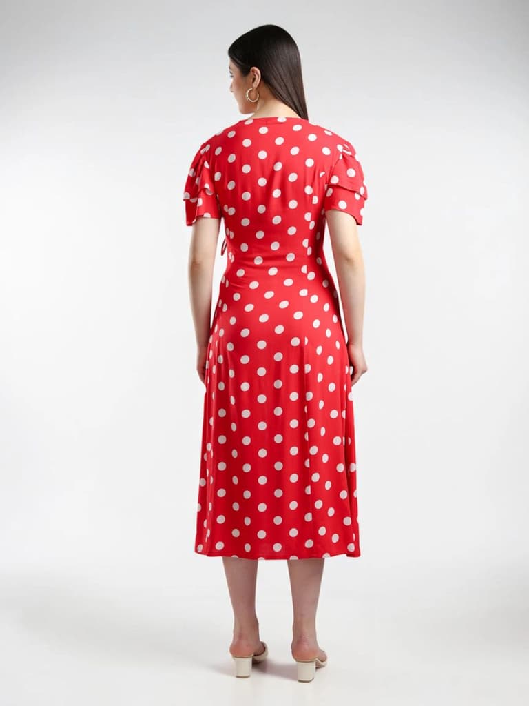 Aysel Polka dot Midi Dress - Red — photo 6