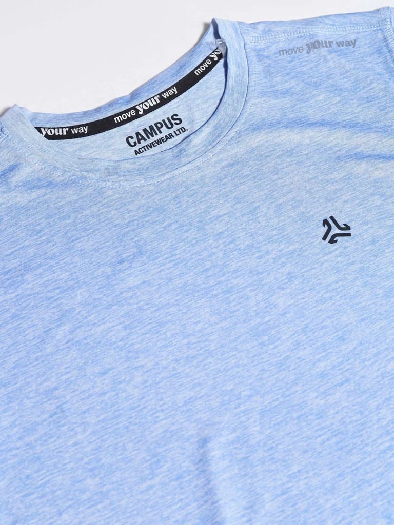 Women's Blue Self Design Round Neck T-Shirt — photo 6