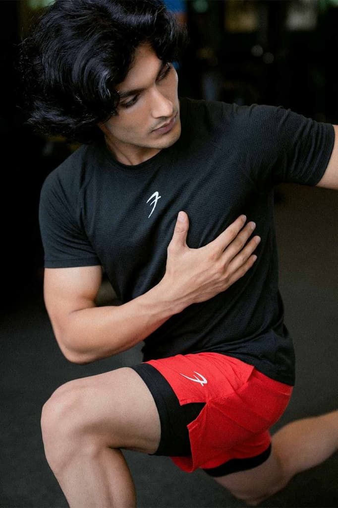 2 in 1 5" Compression Shorts Red — photo 2
