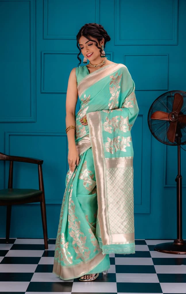 Mimosa Women's Woven Design Banarasi Style Art Silk Saree With Blouse Piece : SA00001765RMFREE — photo 4