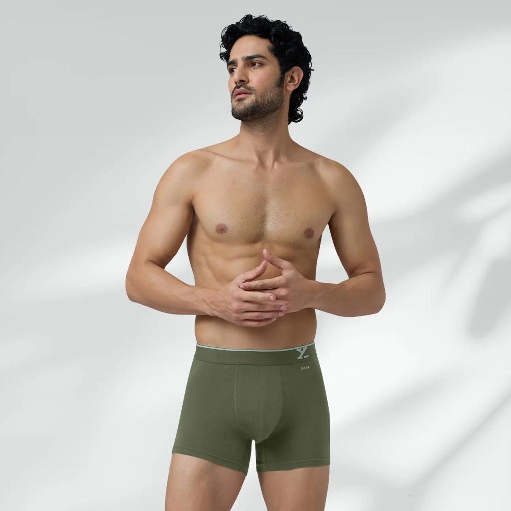 Traq Silver Cotton Trunks Olive Green