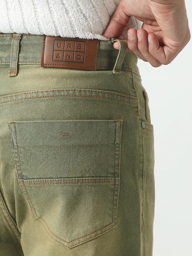 Men's Grey Straight Fit Heavy Washed Jeans Stretchable — photo 6