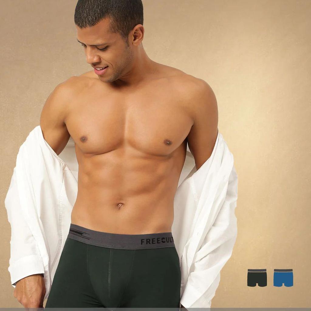 Men's Anti-Bacterial Micro Modal Trunk in Contrast Waistband (Pack of 2)