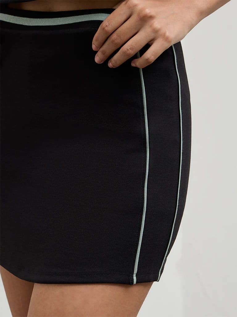 Nuoflexx Black Pipeline-Detailed High-Rise Skirt — photo 3