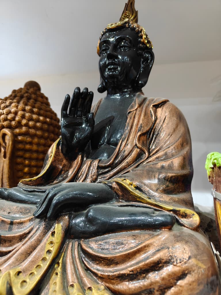 Black Buddha Statue | Decorative | Wood | Gold