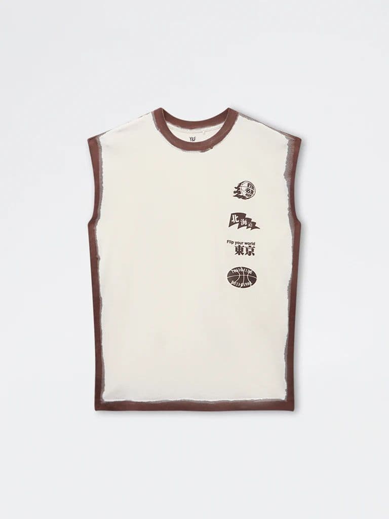 Y&F Kids Boys Off-White Printed Cotton T-Shirt — photo 3