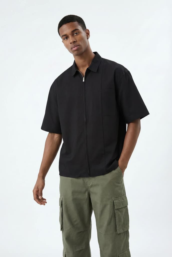 Zip Up Shirt // Black
