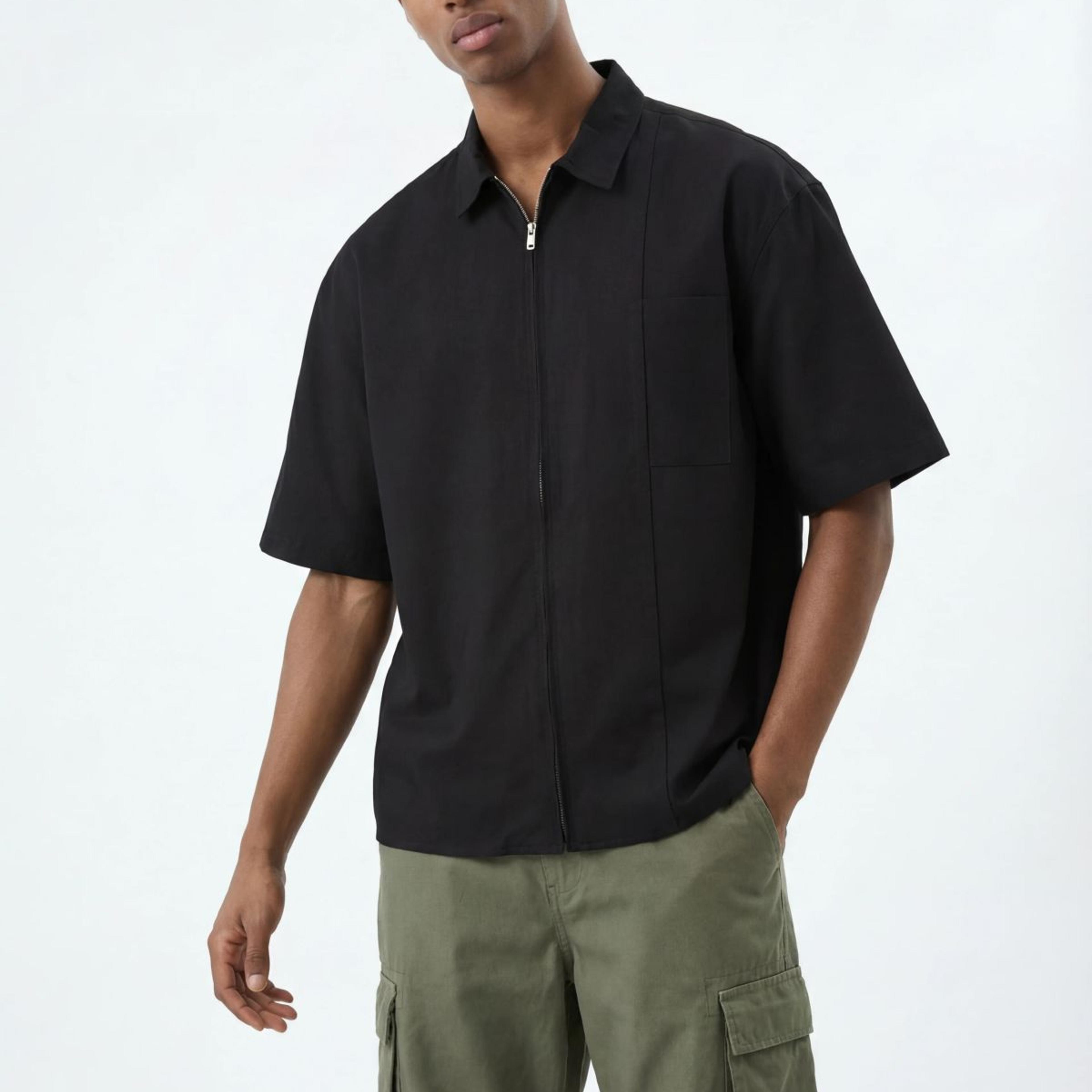 Zip Up Shirt // Black