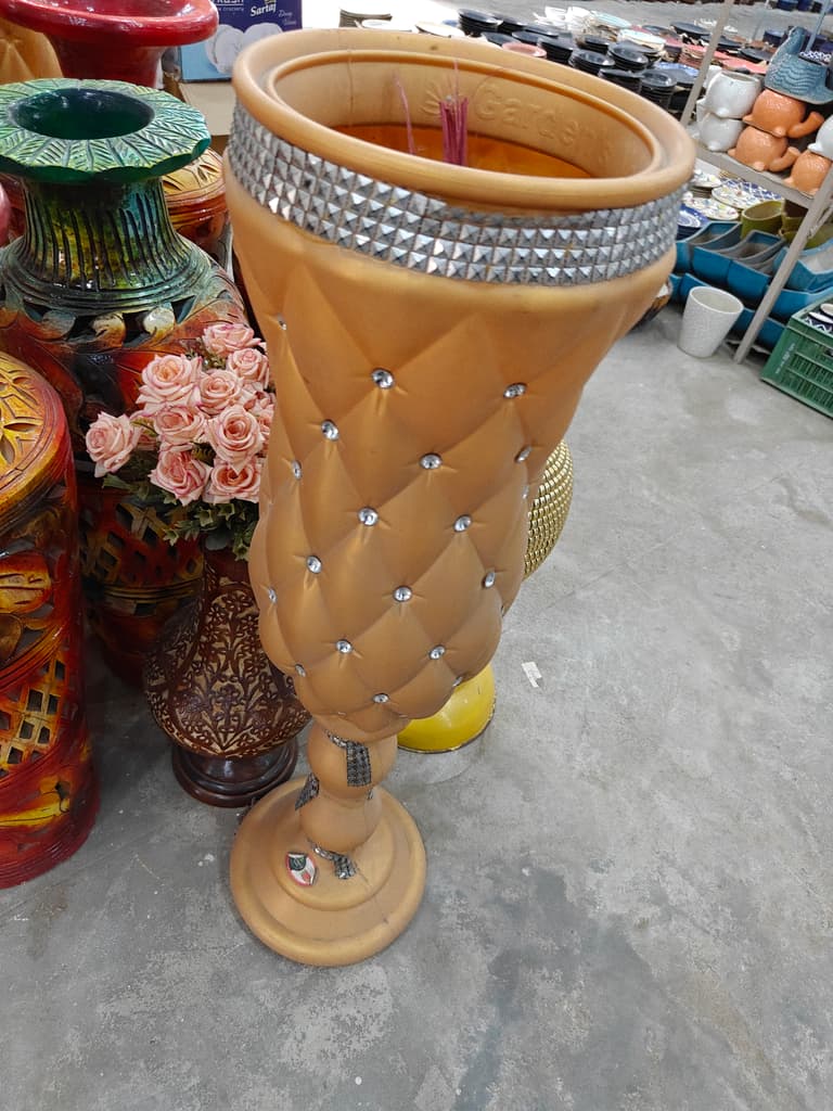 Vase with Stripes | Ceramic | Brown and White | Decorative
