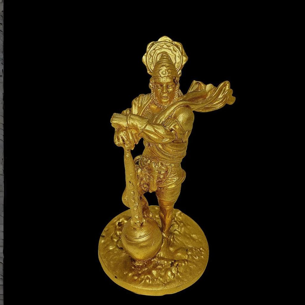 Bahubali Hanuman Ji Idol – Antique Resin Statue of Lord Bajrang Bali — Gold