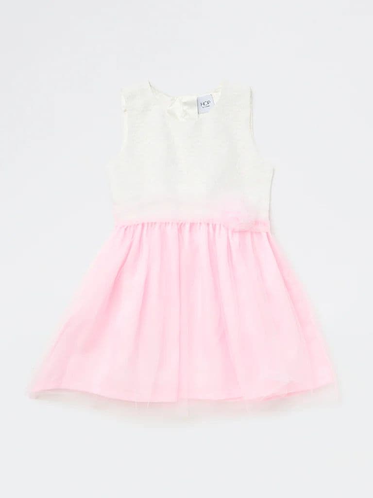 HOP Kids Girls Pink Lace Design A-Line Dress — photo 3