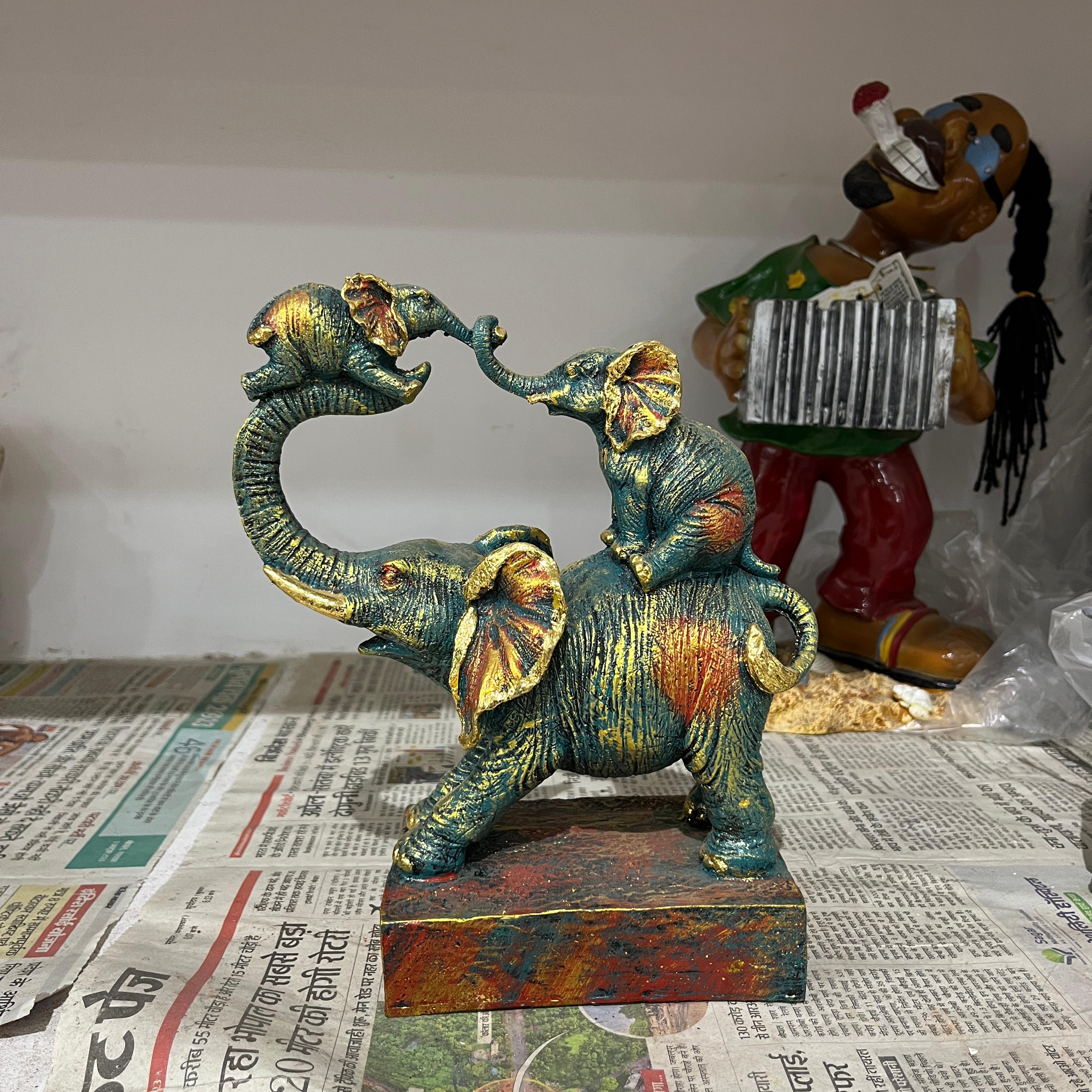 Green Elephant Statue | Sculpture | Bronze | Green